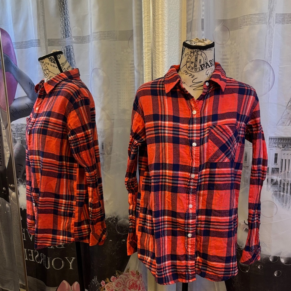 Wrangler Red and Blue Plaid Flannel Oversized Shirt